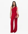 Mango Long Jumpsuit With Asymmetrical Neck In Red