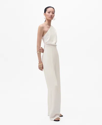 MANGO WOMEN'S ASYMMETRICAL NECK LONG JUMPSUIT