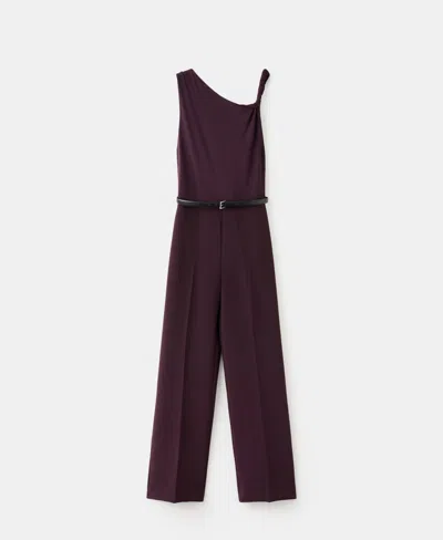 MANGO WOMEN'S ASYMMETRICAL NECKLINE AND BELT JUMPSUIT