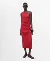Mango Lyocell Dress With Asymmetrical Neckline Red In Red