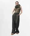 Mango Silk Blouse With Asymmetrical Neckline Forest Green In Forest Green