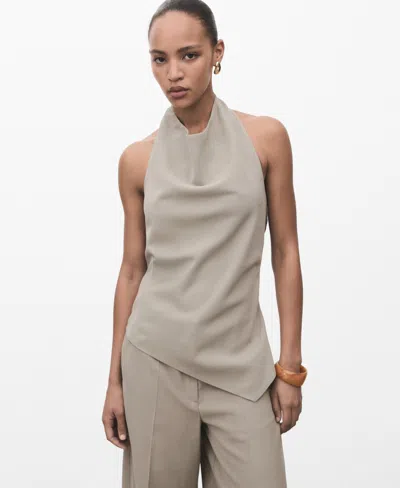Mango Women's Asymmetrical Open-back Top In Gray