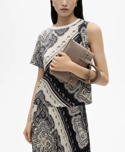 Mango Women's Asymmetrical Paisley Print T-shirt In Off White
