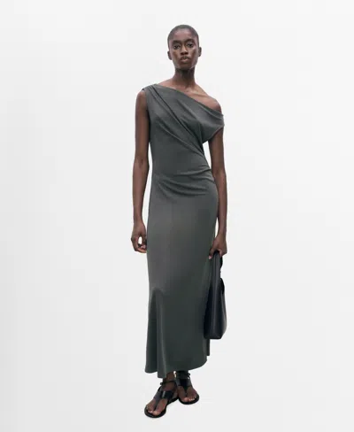 MANGO WOMEN'S ASYMMETRICAL PLEATED DRESS