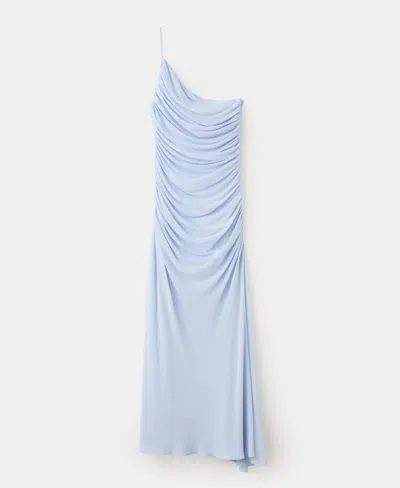 Mango Women's Asymmetrical Pleated Dress In Blue