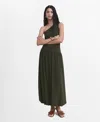 Mango One-shoulder Bubble Hem Midi Dress In Green