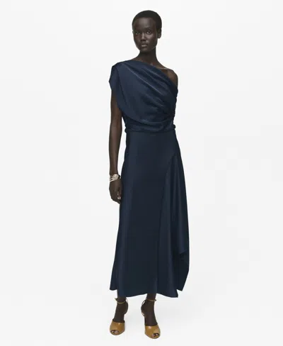 Mango Women's Asymmetrical Satin Dress In Blue