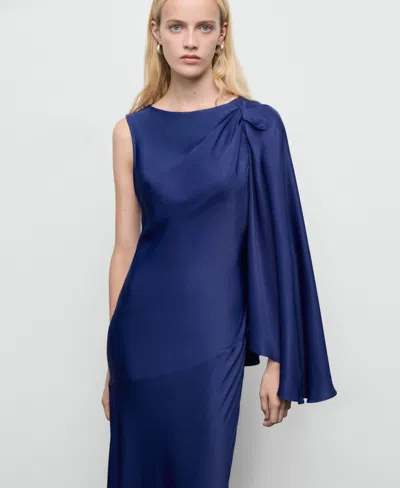 MANGO WOMEN'S ASYMMETRICAL SATIN DRESS