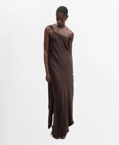 Mango Women's Asymmetrical Satin Dress In Brown