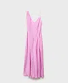 Mango One Shoulder Satin Midi Dress With Side Split In Pink