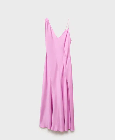 MANGO WOMEN'S ASYMMETRICAL SATIN DRESS