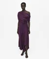 Mango Asymmetric One-shoulder Midi Dress In Purple