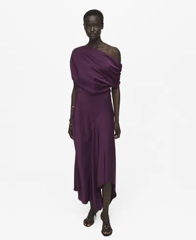 MANGO WOMEN'S ASYMMETRICAL SATIN DRESS