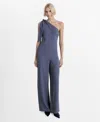 Mango Women's Asymmetrical Satin Jumpsuit In Charcoal