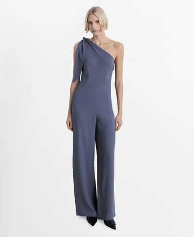 Mango Women's Asymmetrical Satin Jumpsuit In Charcoal