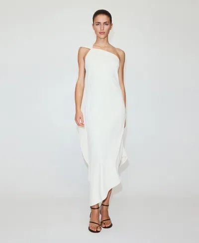 Mango Women's Asymmetrical Scarf Dress In Light Beige