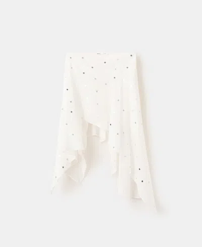 Mango Women's Asymmetrical Sequined Skirt In White