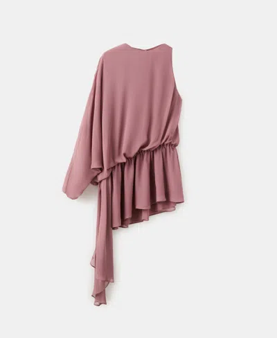Mango Women's Asymmetrical Sleeve Ruffled Dress In Pink