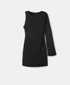 Mango Asymmetrical Sleeve Dress In Black