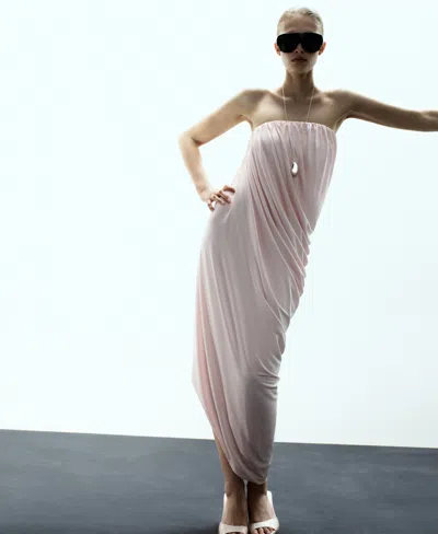 mango pink asymmetric dress MANGO - Asymmetrical Dress with bow detail Pink