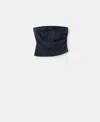 Mango Asymmetrical Strapless Top In Blue
