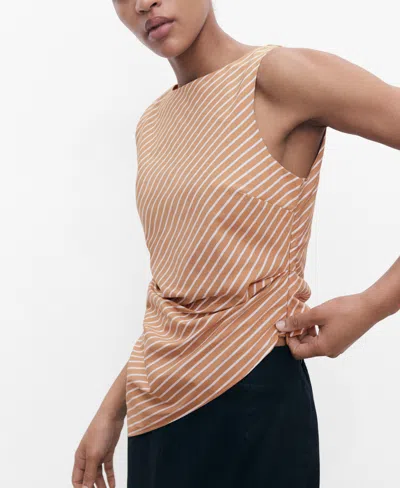 Mango Asymmetric Stripe Sleeveless Top In Pink