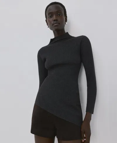 Mango Women's Asymmetrical Turtleneck Sweater In Black