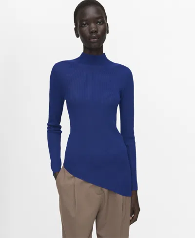 Mango Women's Asymmetrical Turtleneck Sweater In Blue