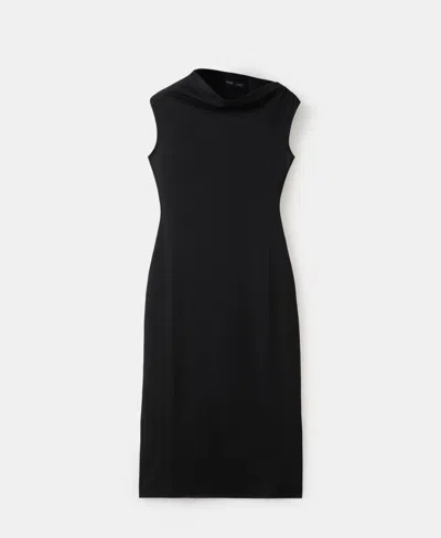 Mango Women's Asymmetrical-neck Midi Dress In Black