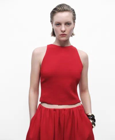 MANGO WOMEN'S BACK BOW DETAIL CROP TOP
