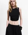 Mango Crop Top With Bow On The Back Black In Black