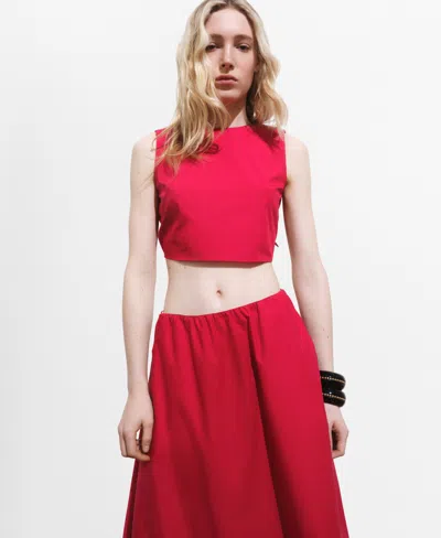 Mango Women's Back Bowtie Crop Top In Red
