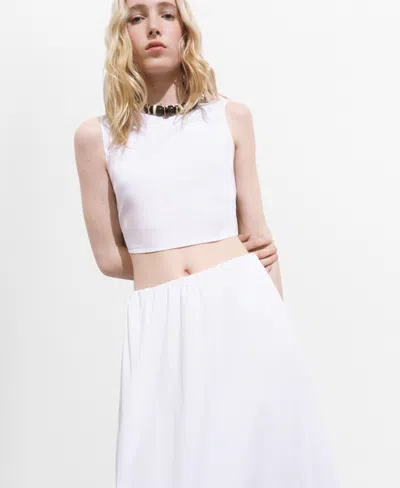 Mango Women's Back Bowtie Crop Top In White