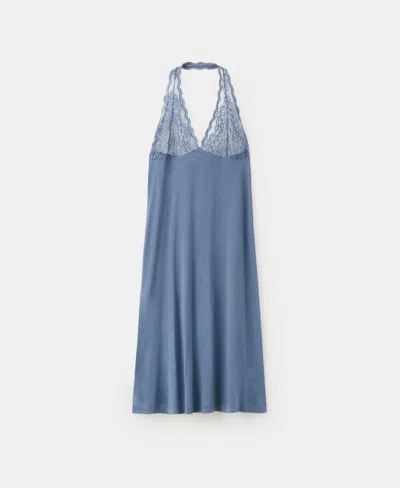 Mango Women's Back Neckline Lace Nightgown In Blue