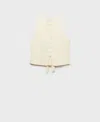 Mango Bow Back Vest Beige In White