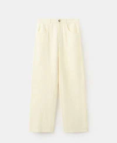 Mango Women's Balloon Crinkle Pants In White