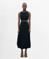 Mango Long Balloon Effect Dress Black In Black