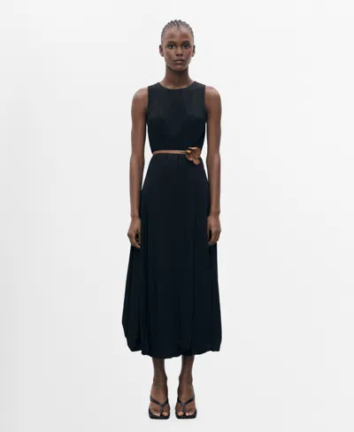Mango Women's Balloon Effect Long Dress In Black