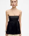 Mango Strapless Bubble Top In Black