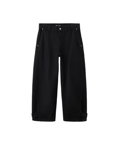 Mango Women's Balloon Mid-rise Jeans In Black Denim
