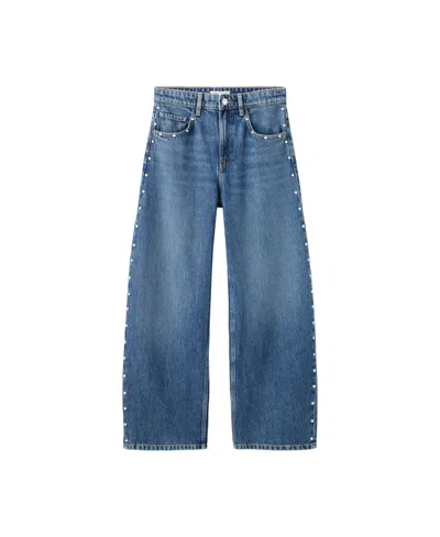 Mango Women's Balloon Studs Jeans In Medium Blue