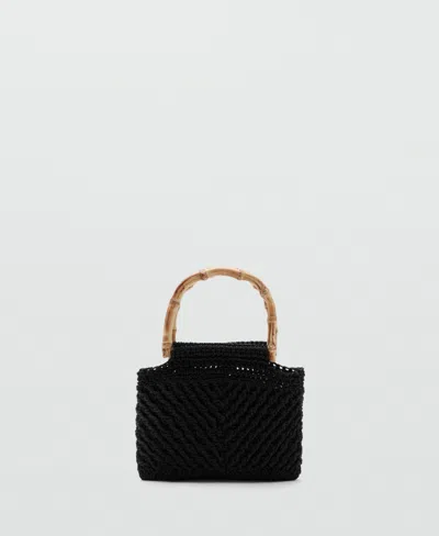 Mango Women's Bamboo Handle Handbag In Black