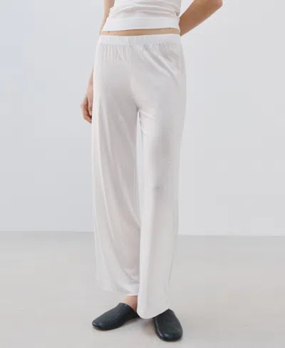 Mango Women's Basic Long Lyocell Trousers In White