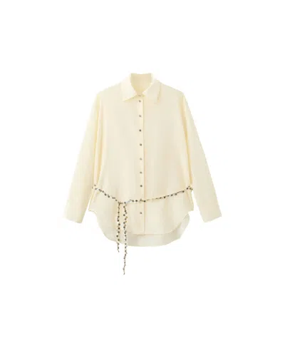 Mango Women's Beaded Belt Semi-sheer Shirt In Neutral