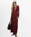Mango Long Sleeve Lace Maxi Dress In Brown
