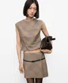 Mango Belt Checked Skirt Brown In Brown