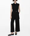 Mango Jumpsuit With Belt Clips Black In Black