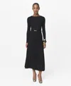Mango Pleated Belted Maxi Dress In Black