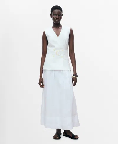 Mango Women's Belt Combined Woven Dress In White