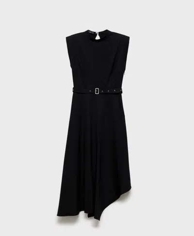 MANGO WOMEN'S BELT DETAIL ASYMMETRICAL DRESS